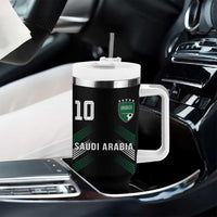 Saudi Arabia Soccer Sports Graphic Number 10 Jersey Style Tumbler With Handle Proud Saudi Football Fans Game Day Pride