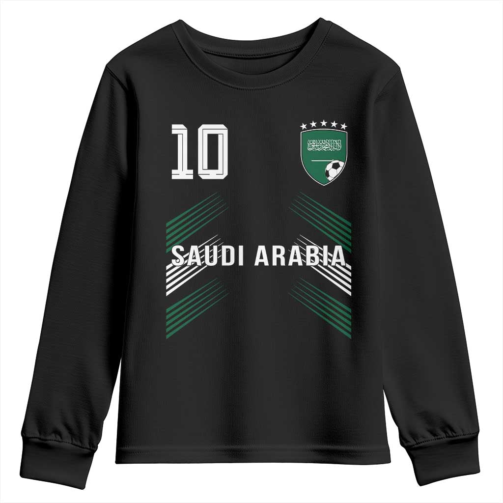 Saudi Arabia Soccer Sports Graphic Number 10 Jersey Style Youth Sweatshirt Proud Saudi Football Fans Game Day Pride