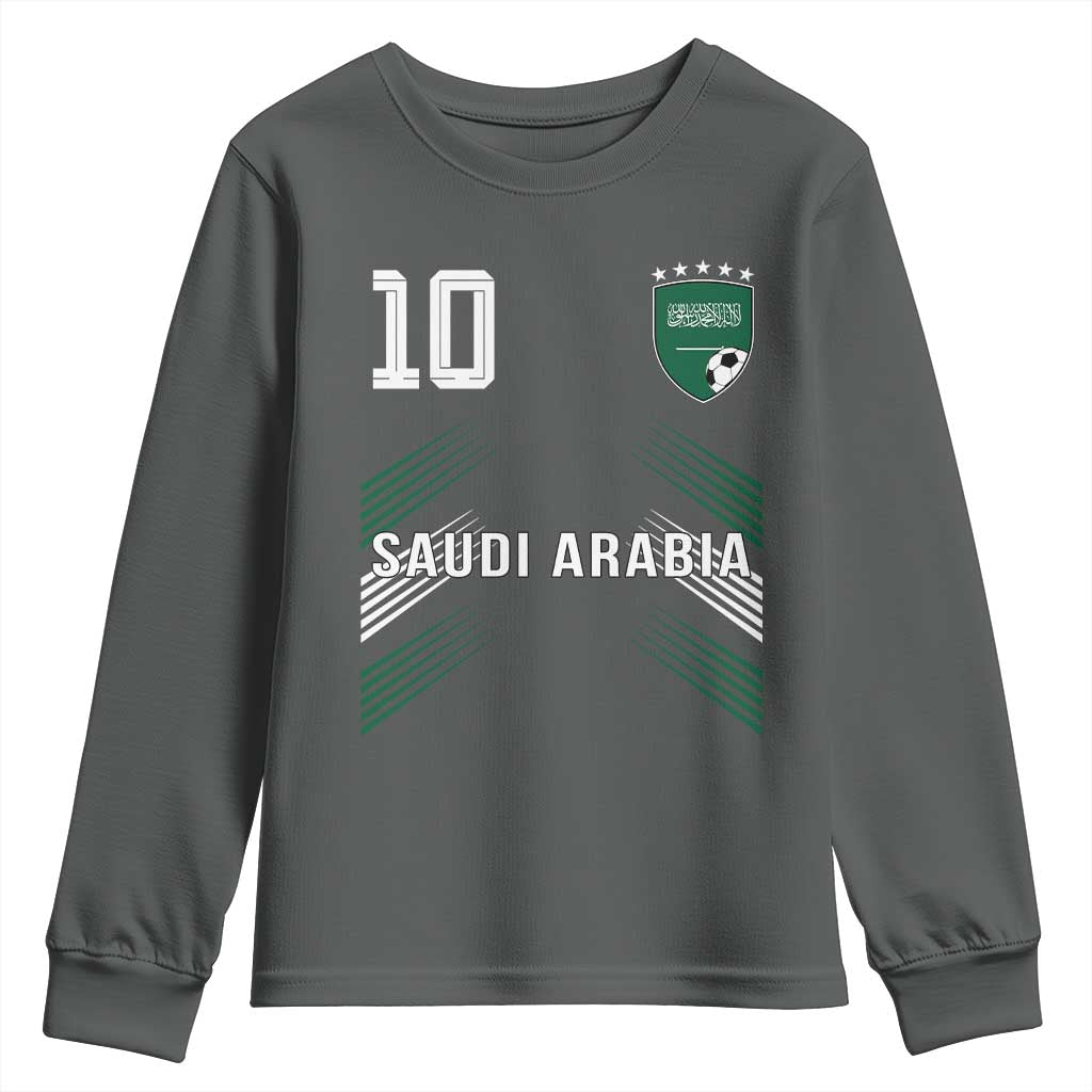 Saudi Arabia Soccer Sports Graphic Number 10 Jersey Style Youth Sweatshirt Proud Saudi Football Fans Game Day Pride