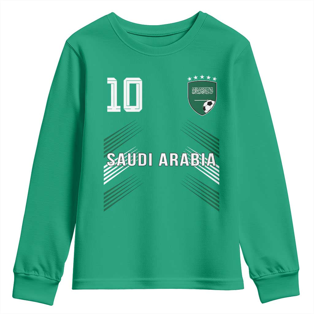 Saudi Arabia Soccer Sports Graphic Number 10 Jersey Style Youth Sweatshirt Proud Saudi Football Fans Game Day Pride