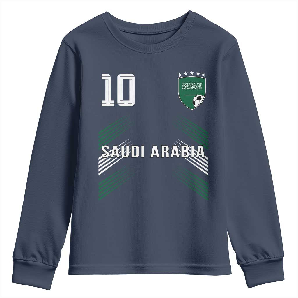 Saudi Arabia Soccer Sports Graphic Number 10 Jersey Style Youth Sweatshirt Proud Saudi Football Fans Game Day Pride