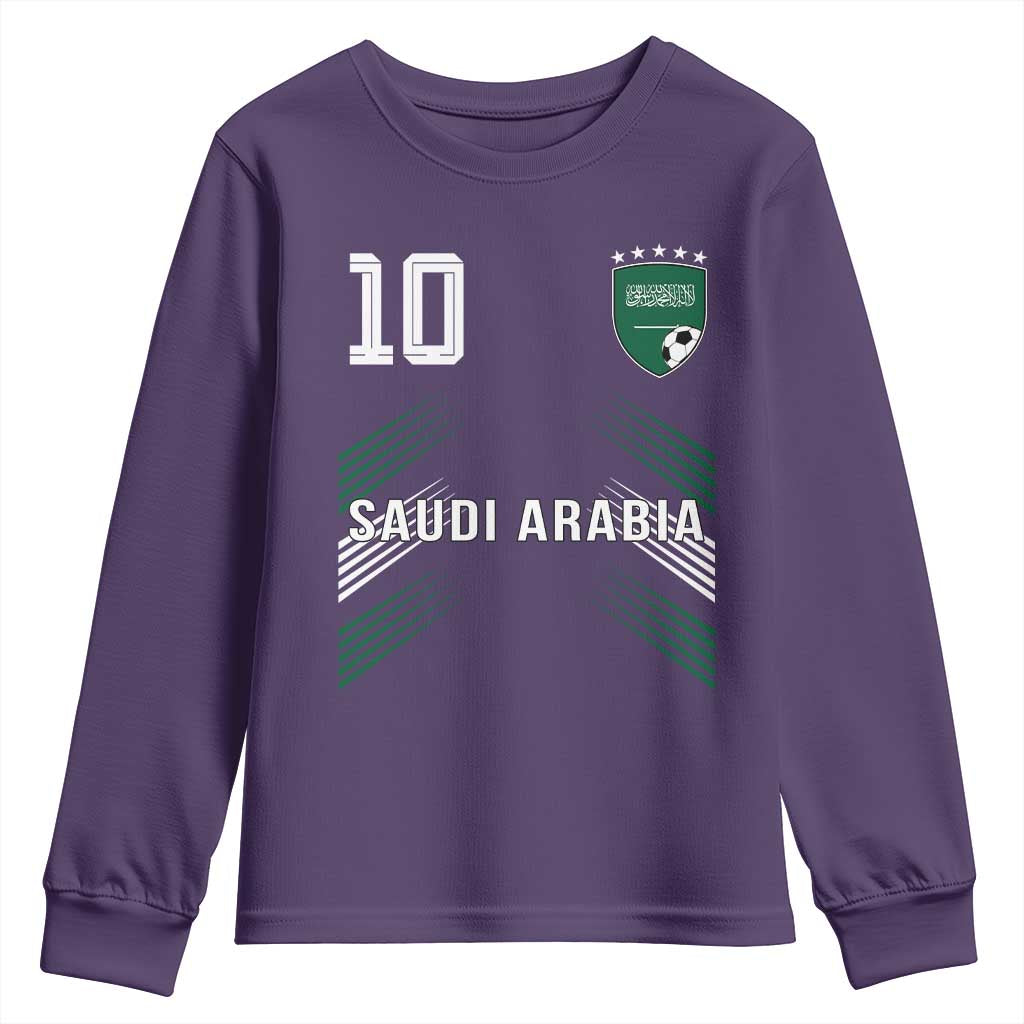 Saudi Arabia Soccer Sports Graphic Number 10 Jersey Style Youth Sweatshirt Proud Saudi Football Fans Game Day Pride