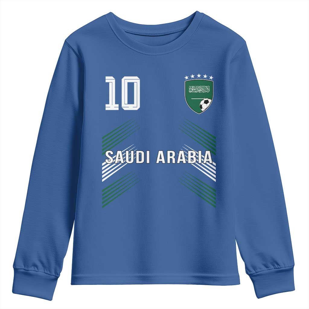 Saudi Arabia Soccer Sports Graphic Number 10 Jersey Style Youth Sweatshirt Proud Saudi Football Fans Game Day Pride