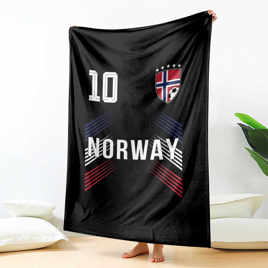 Norway Soccer Sports Graphic Number 10 Jersey Style Throw Blanket Proud Norwegian Football Fans Game Day Pride