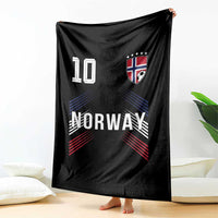 Norway Soccer Sports Graphic Number 10 Jersey Style Throw Blanket Proud Norwegian Football Fans Game Day Pride