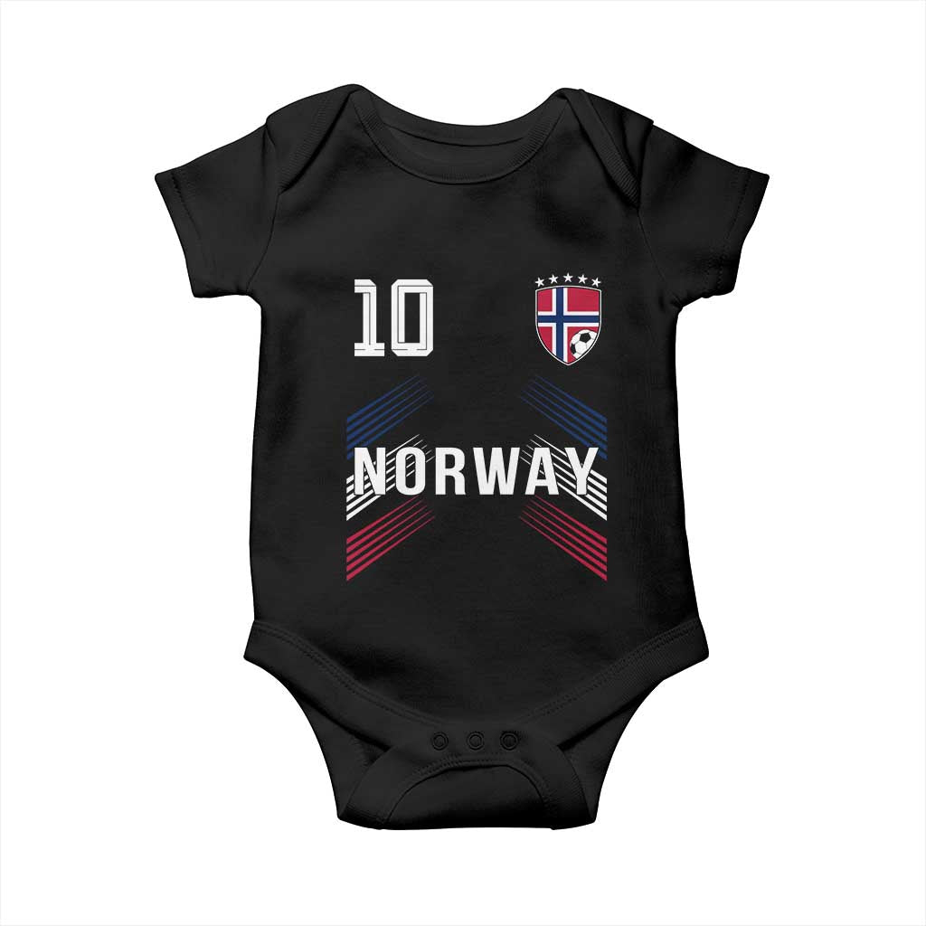Norway Soccer Sports Graphic Number 10 Jersey Style Baby Onesie Proud Norwegian Football Fans Game Day Pride