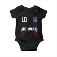 Norway Soccer Sports Graphic Number 10 Jersey Style Baby Onesie Proud Norwegian Football Fans Game Day Pride