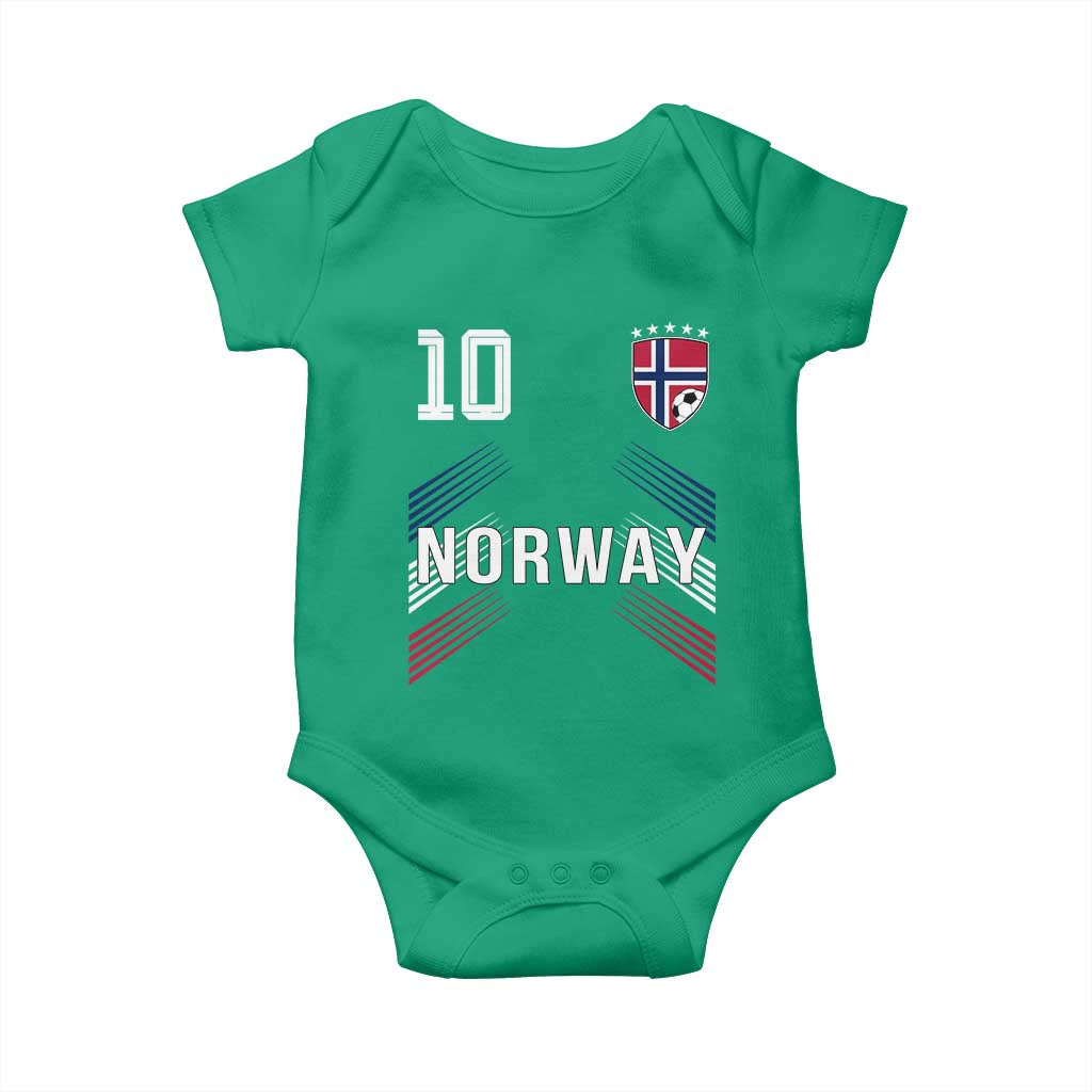 Norway Soccer Sports Graphic Number 10 Jersey Style Baby Onesie Proud Norwegian Football Fans Game Day Pride
