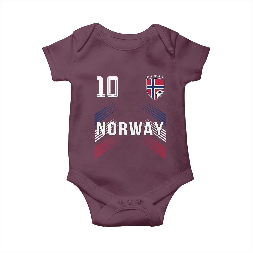 Norway Soccer Sports Graphic Number 10 Jersey Style Baby Onesie Proud Norwegian Football Fans Game Day Pride