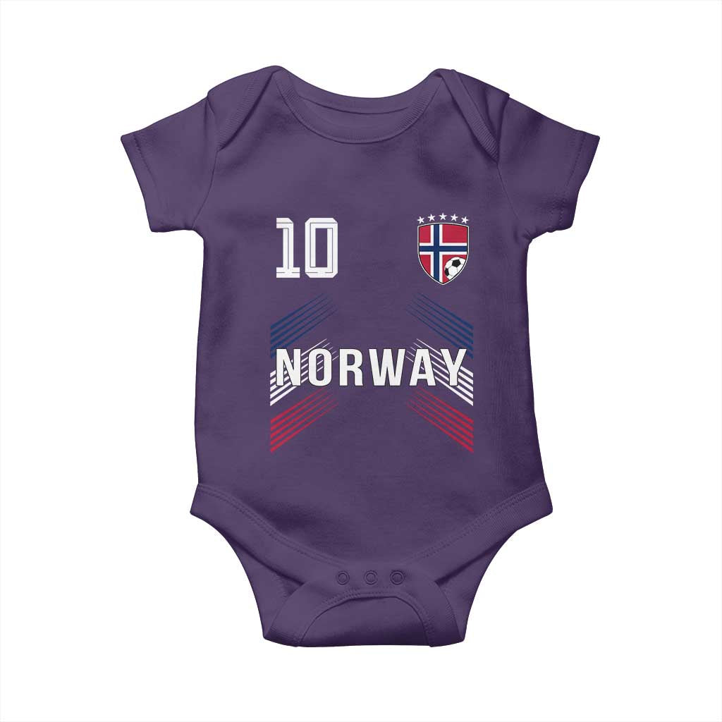 Norway Soccer Sports Graphic Number 10 Jersey Style Baby Onesie Proud Norwegian Football Fans Game Day Pride
