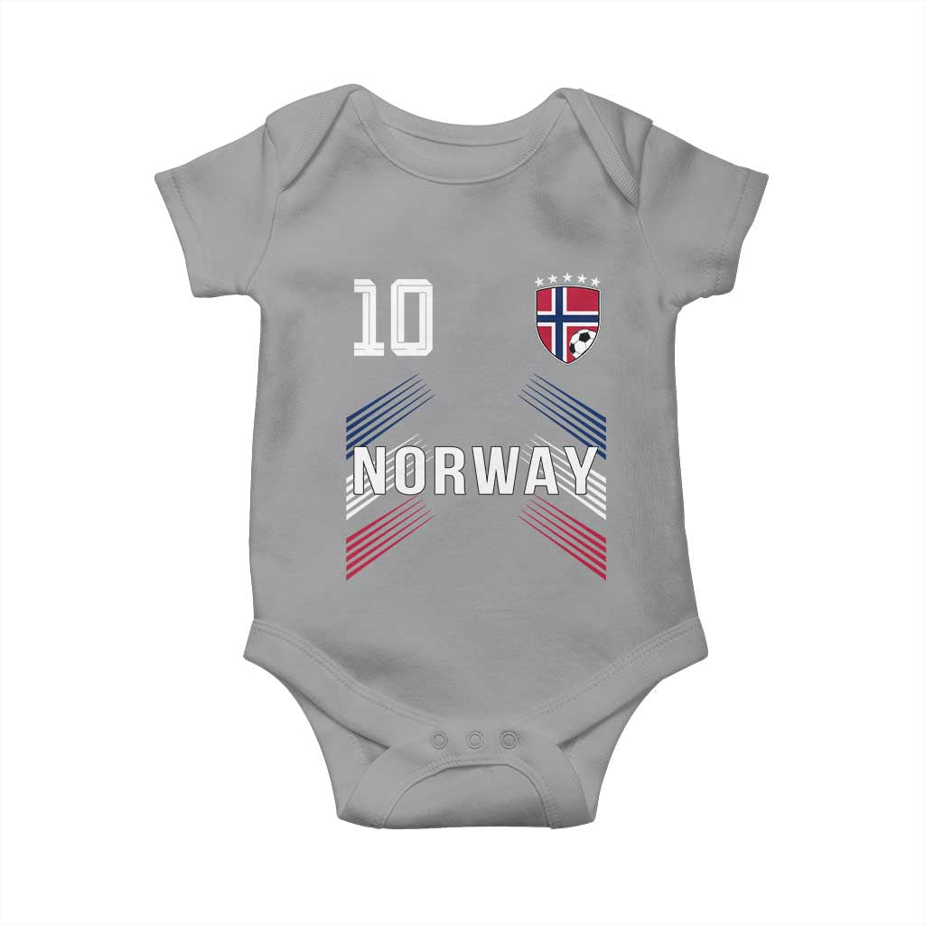 Norway Soccer Sports Graphic Number 10 Jersey Style Baby Onesie Proud Norwegian Football Fans Game Day Pride