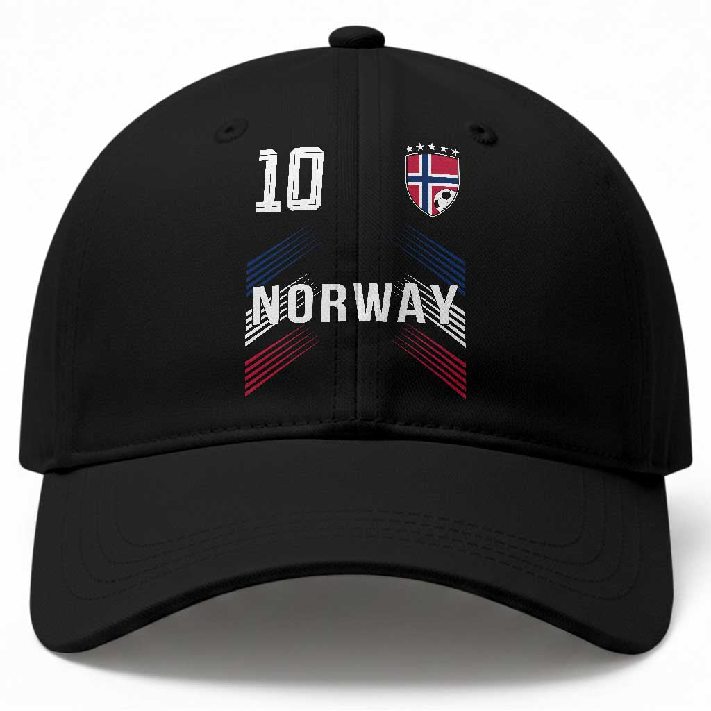 Norway Soccer Sports Graphic Number 10 Jersey Style Baseball Cap Proud Norwegian Football Fans Game Day Pride