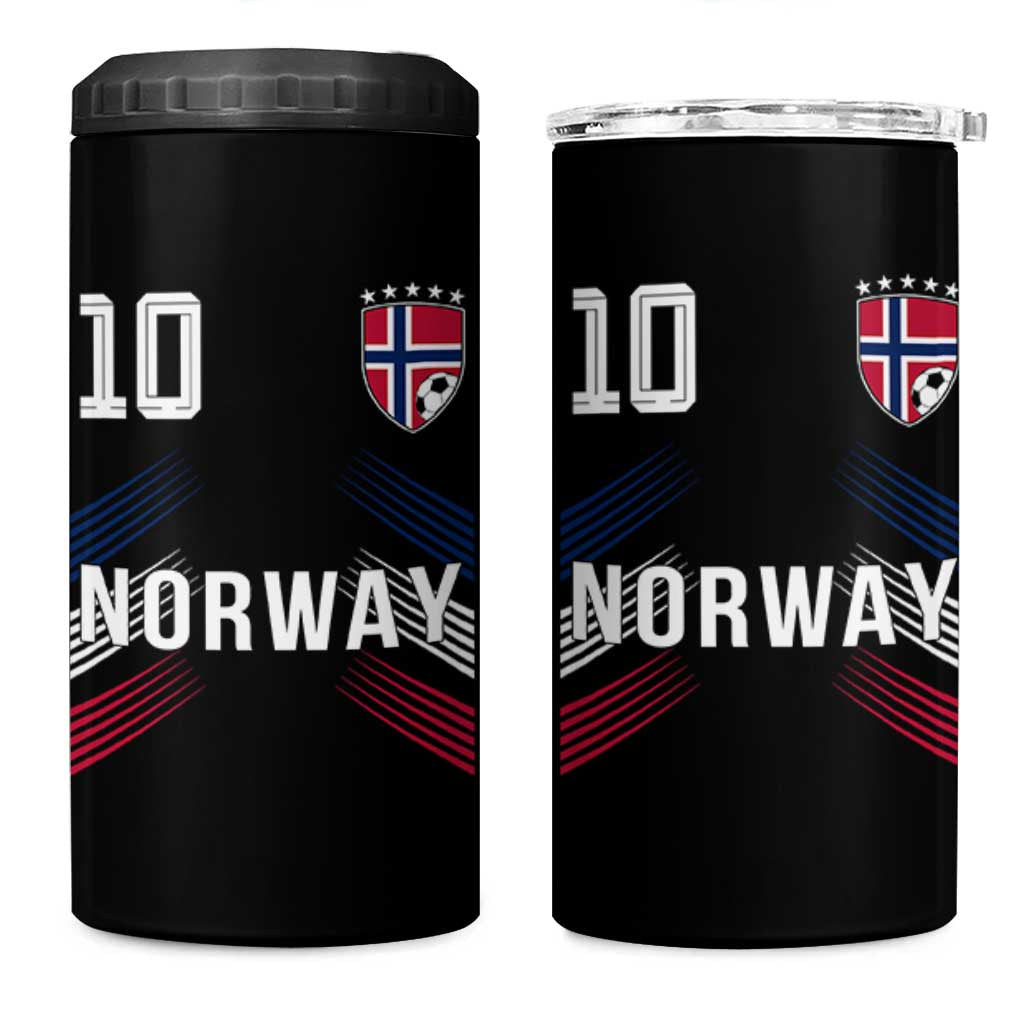 Norway Soccer Sports Graphic Number 10 Jersey Style 4 in 1 Can Cooler Tumbler Proud Norwegian Football Fans Game Day Pride