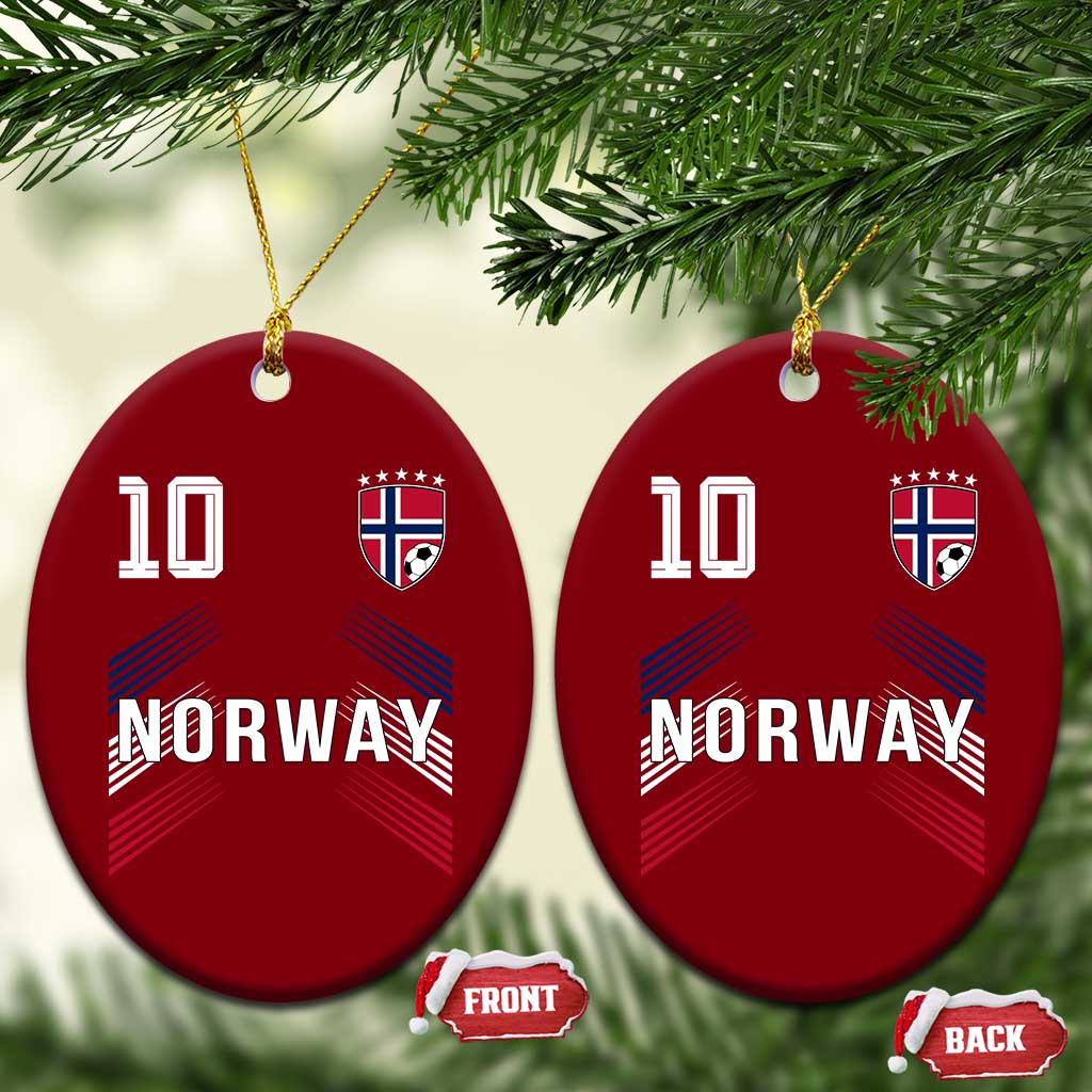 Norway Soccer Sports Graphic Number 10 Jersey Style Ceramic Ornament Proud Norwegian Football Fans Game Day Pride