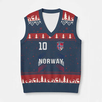 Norway Soccer Sports Graphic Number 10 Jersey Style V-Neck Knit Sweater Vest Proud Norwegian Football Fans Game Day Pride