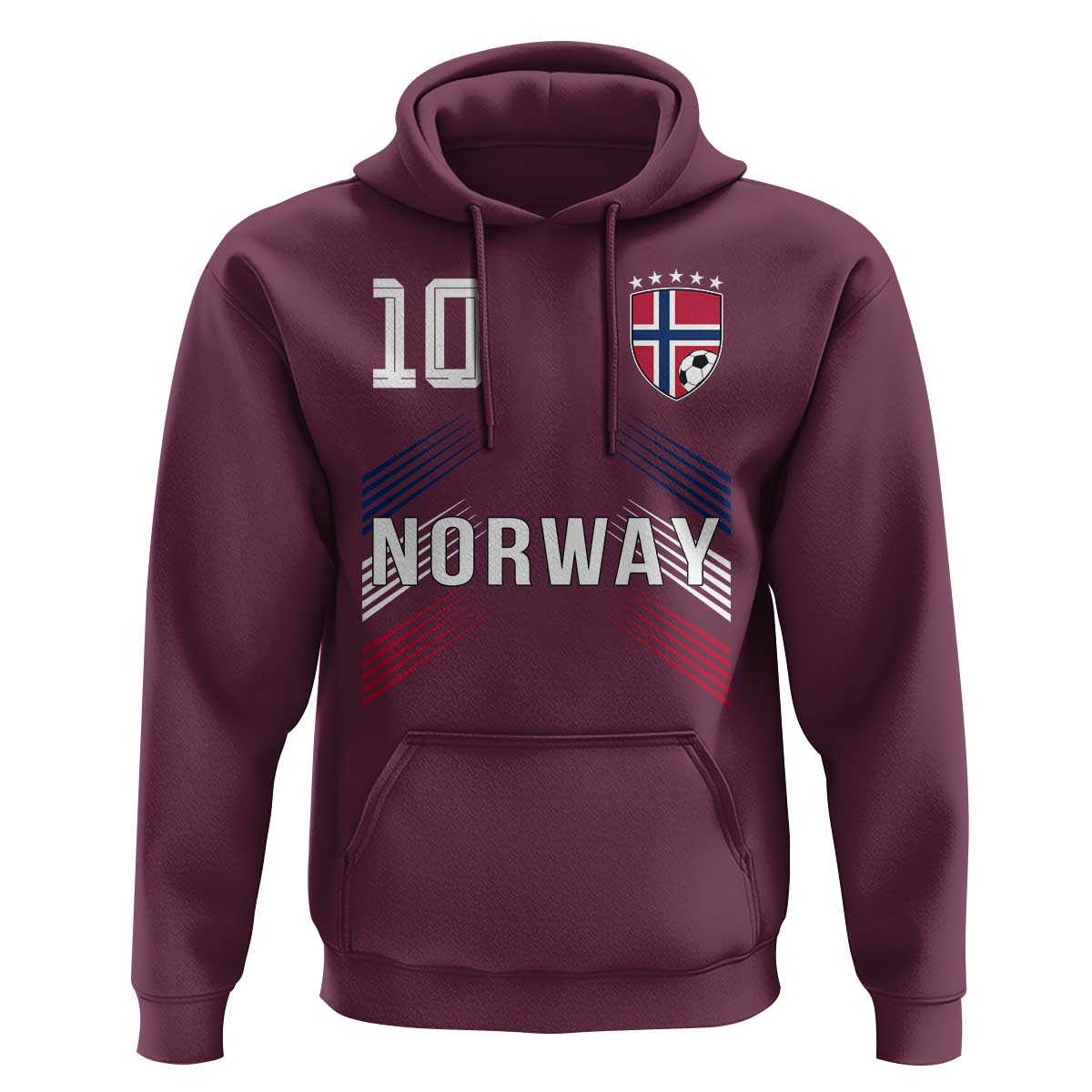 Norway Soccer Sports Graphic Number 10 Jersey Style Hoodie Proud Norwegian Football Fans Game Day Pride