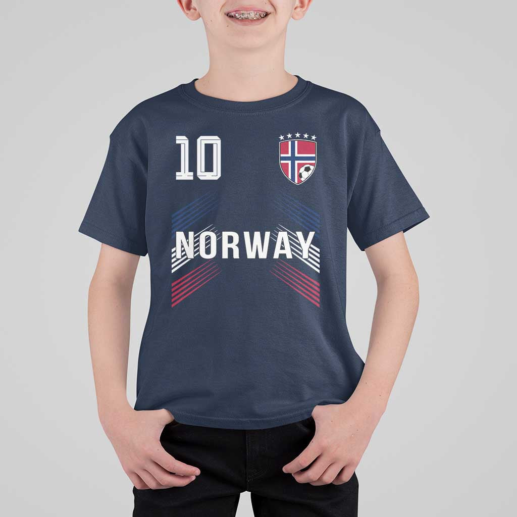 Norway Soccer Sports Graphic Number 10 Jersey Style T Shirt For Kid Proud Norwegian Football Fans Game Day Pride