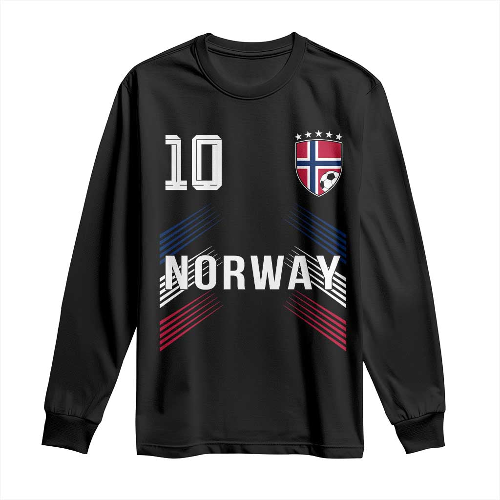 Norway Soccer Sports Graphic Number 10 Jersey Style Long Sleeve Shirt Proud Norwegian Football Fans Game Day Pride