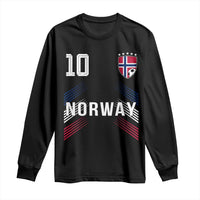 Norway Soccer Sports Graphic Number 10 Jersey Style Long Sleeve Shirt Proud Norwegian Football Fans Game Day Pride