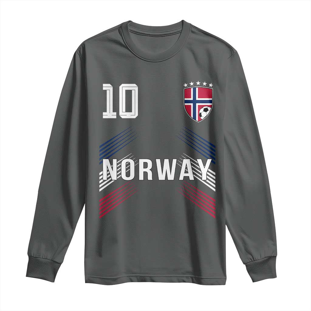 Norway Soccer Sports Graphic Number 10 Jersey Style Long Sleeve Shirt Proud Norwegian Football Fans Game Day Pride