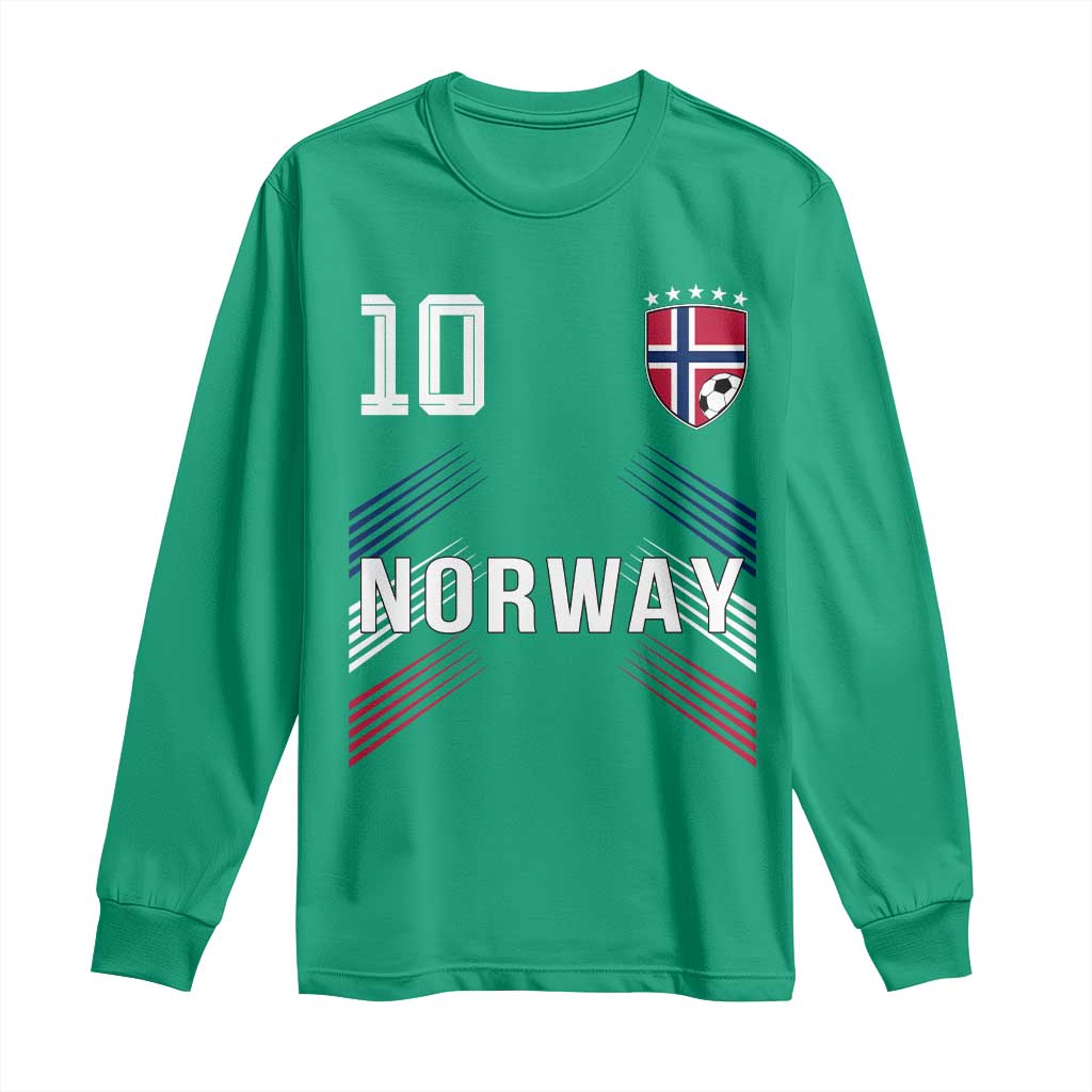 Norway Soccer Sports Graphic Number 10 Jersey Style Long Sleeve Shirt Proud Norwegian Football Fans Game Day Pride
