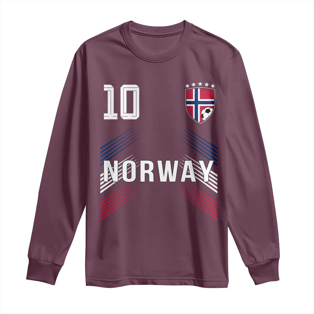 Norway Soccer Sports Graphic Number 10 Jersey Style Long Sleeve Shirt Proud Norwegian Football Fans Game Day Pride