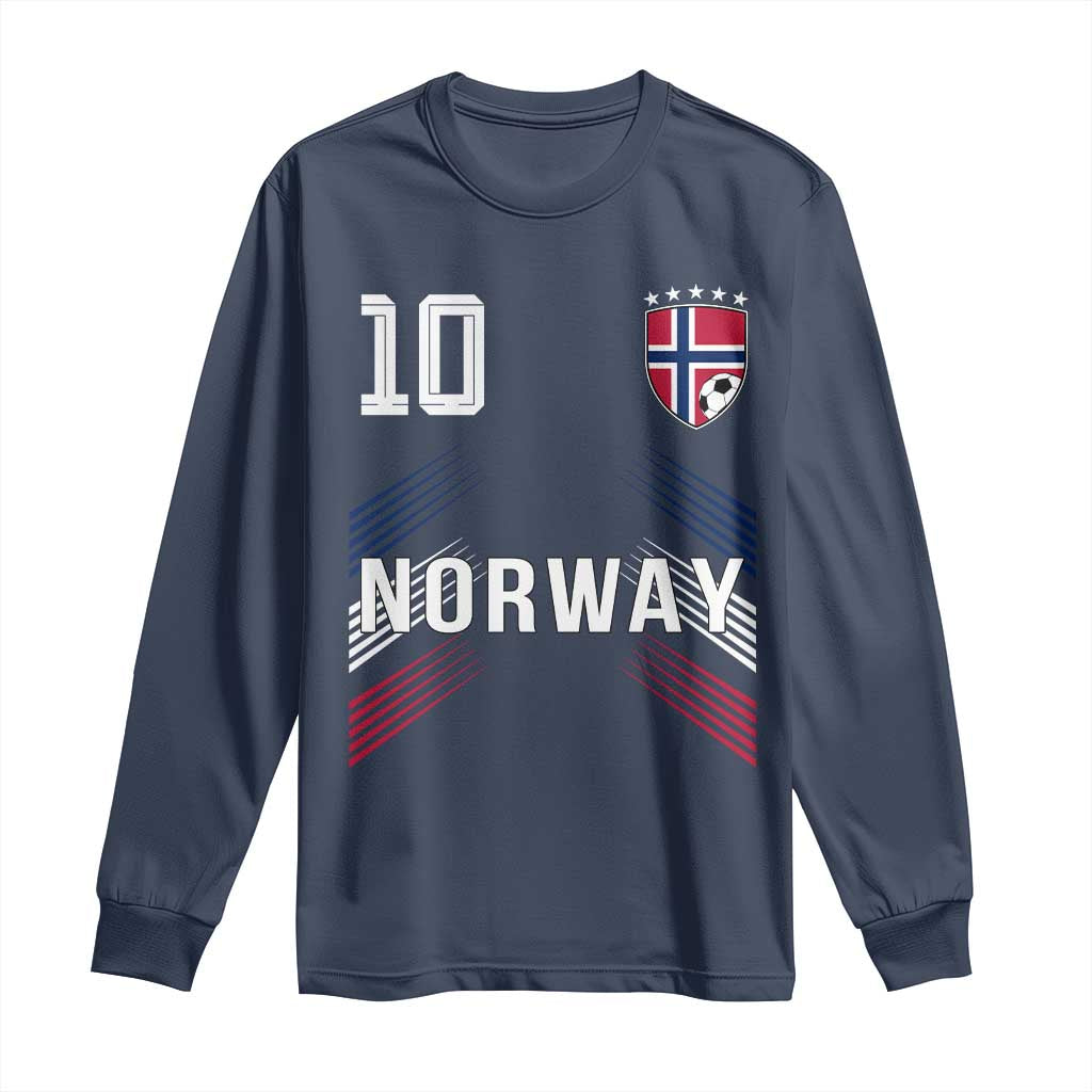 Norway Soccer Sports Graphic Number 10 Jersey Style Long Sleeve Shirt Proud Norwegian Football Fans Game Day Pride
