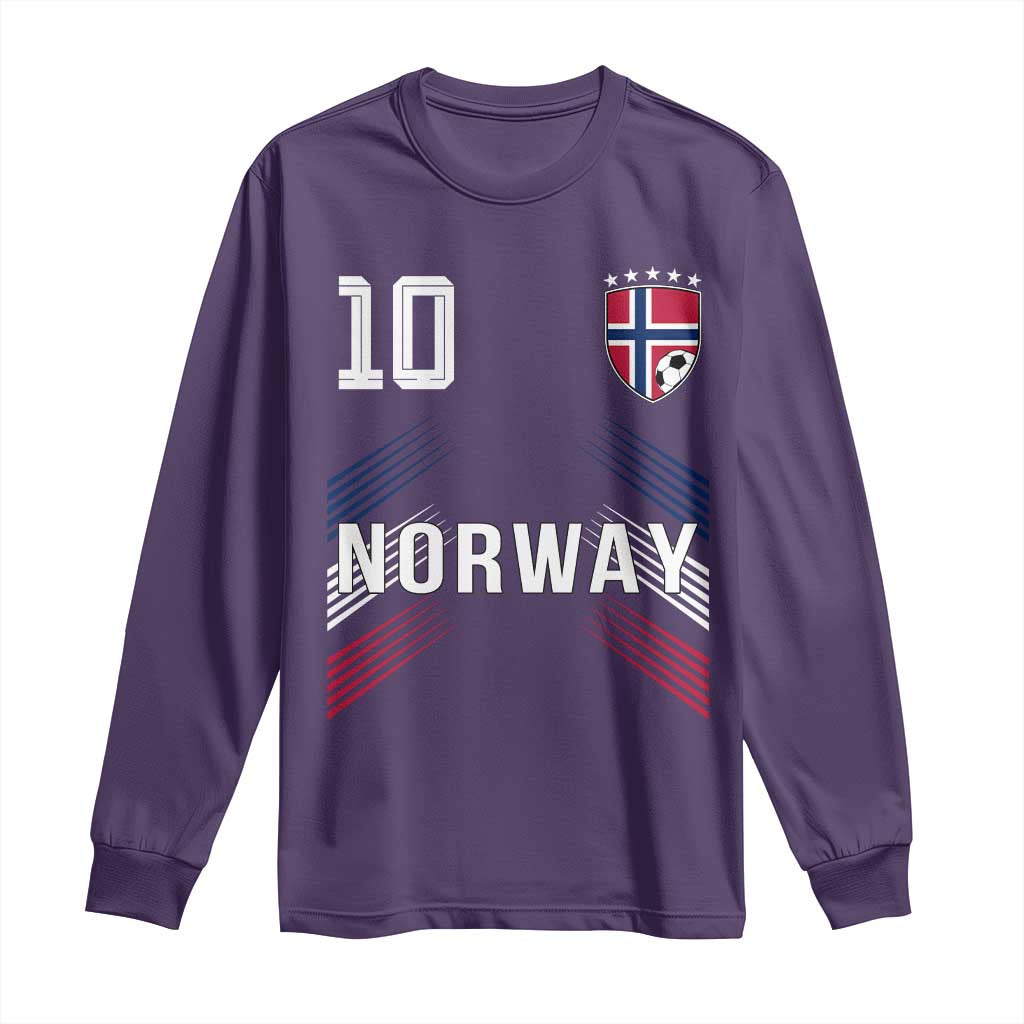 Norway Soccer Sports Graphic Number 10 Jersey Style Long Sleeve Shirt Proud Norwegian Football Fans Game Day Pride
