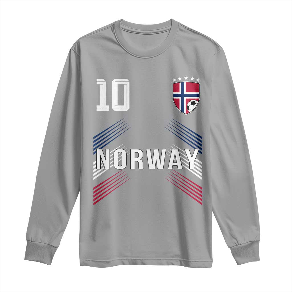 Norway Soccer Sports Graphic Number 10 Jersey Style Long Sleeve Shirt Proud Norwegian Football Fans Game Day Pride
