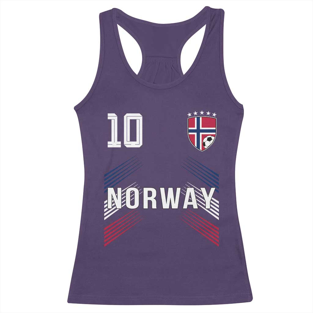 Norway Soccer Sports Graphic Number 10 Jersey Style Racerback Tank Top Proud Norwegian Football Fans Game Day Pride