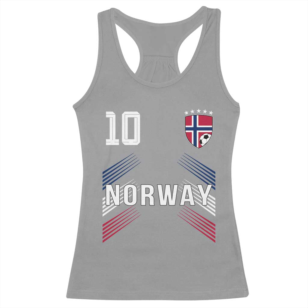 Norway Soccer Sports Graphic Number 10 Jersey Style Racerback Tank Top Proud Norwegian Football Fans Game Day Pride