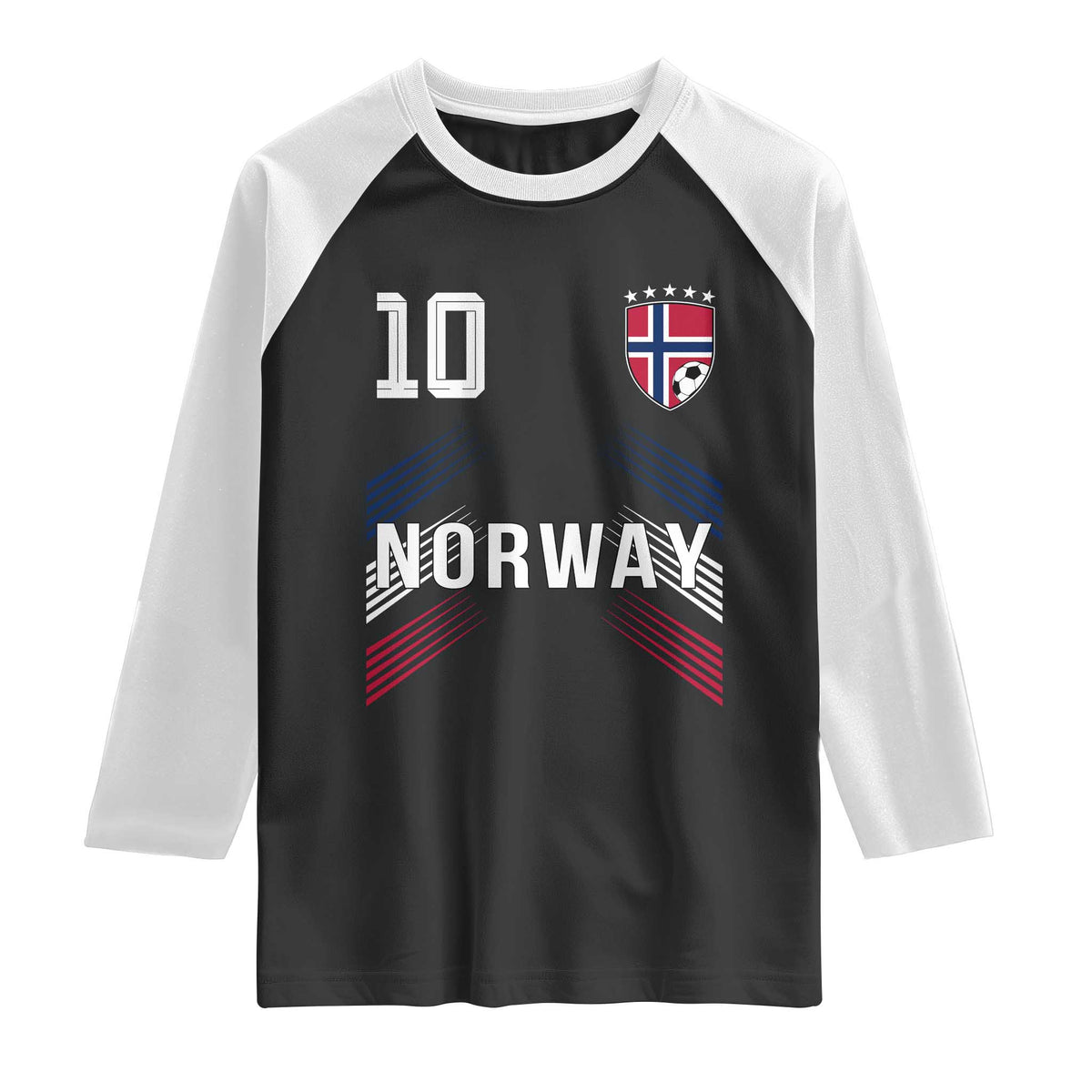Norway Soccer Sports Graphic Number 10 Jersey Style Raglan Shirt Proud Norwegian Football Fans Game Day Pride