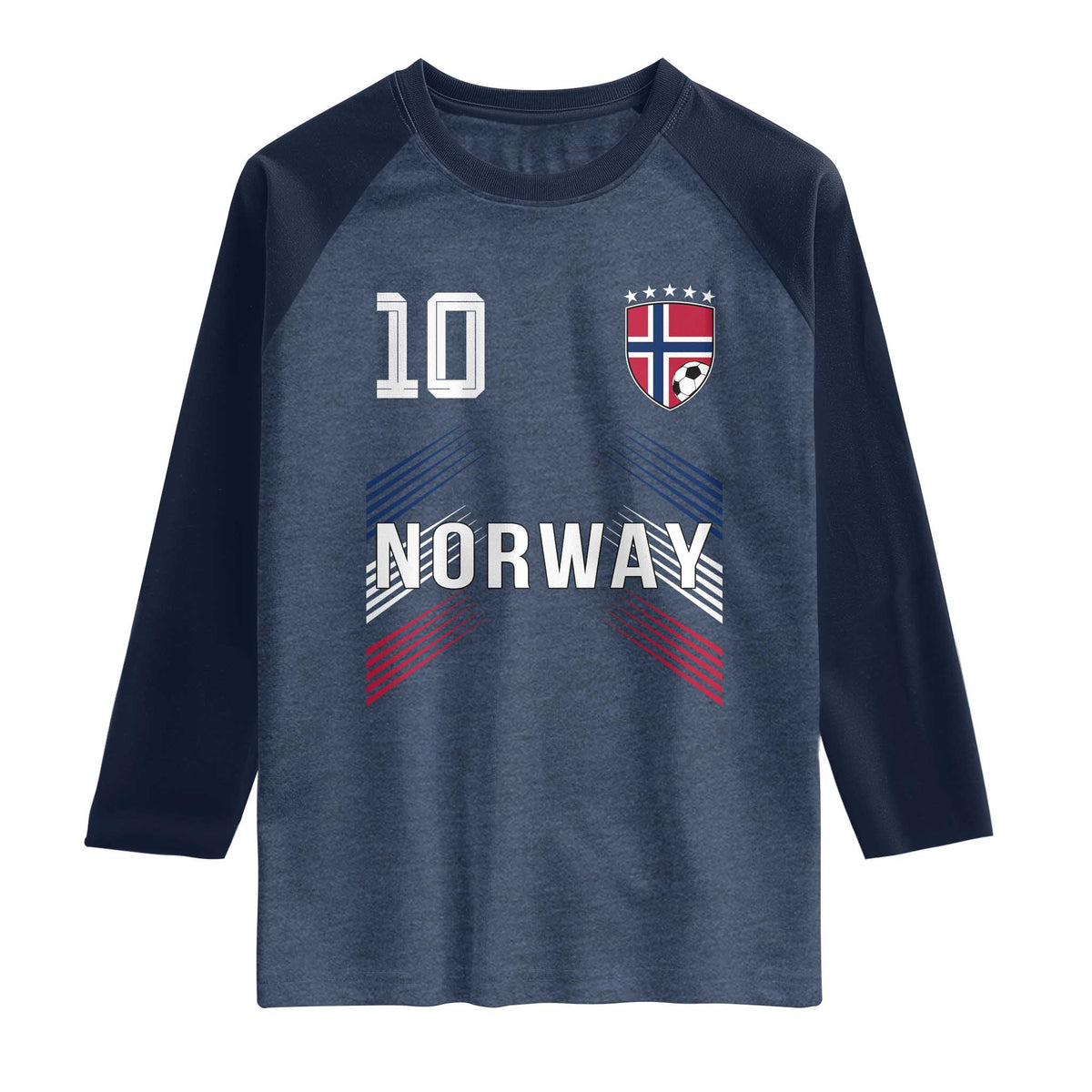 Norway Soccer Sports Graphic Number 10 Jersey Style Raglan Shirt Proud Norwegian Football Fans Game Day Pride