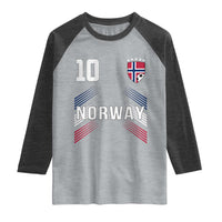 Norway Soccer Sports Graphic Number 10 Jersey Style Raglan Shirt Proud Norwegian Football Fans Game Day Pride