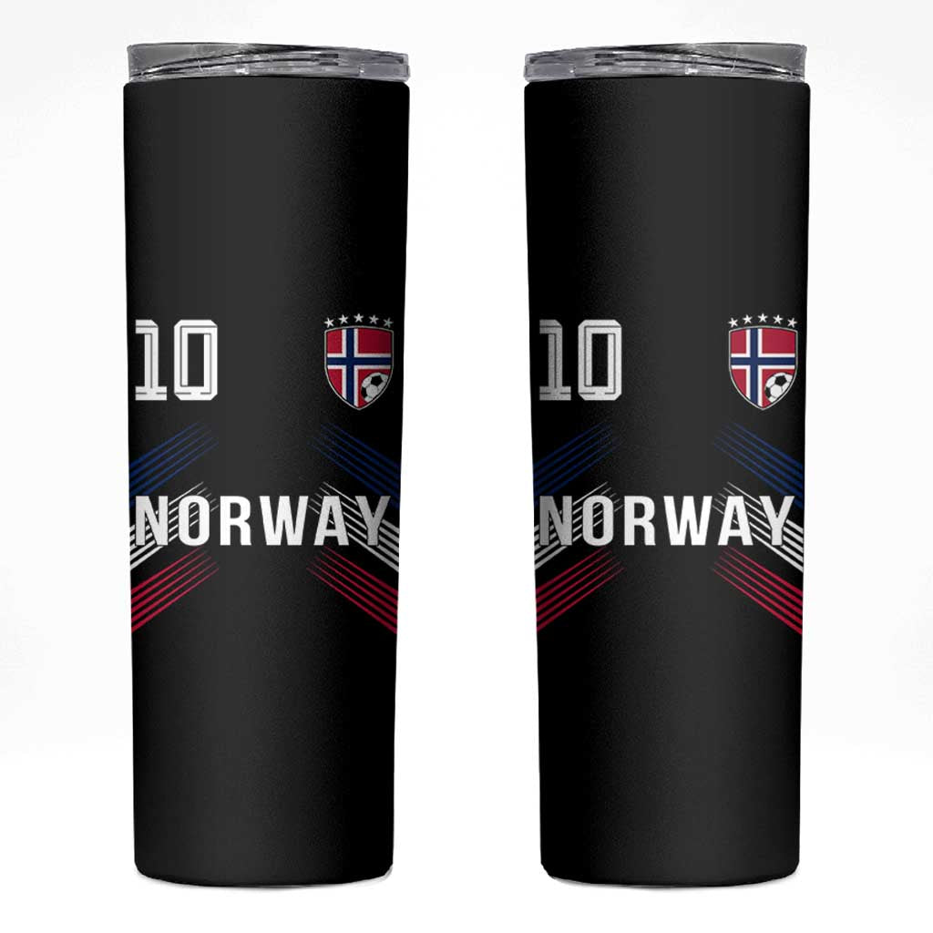 Norway Soccer Sports Graphic Number 10 Jersey Style Skinny Tumbler Proud Norwegian Football Fans Game Day Pride