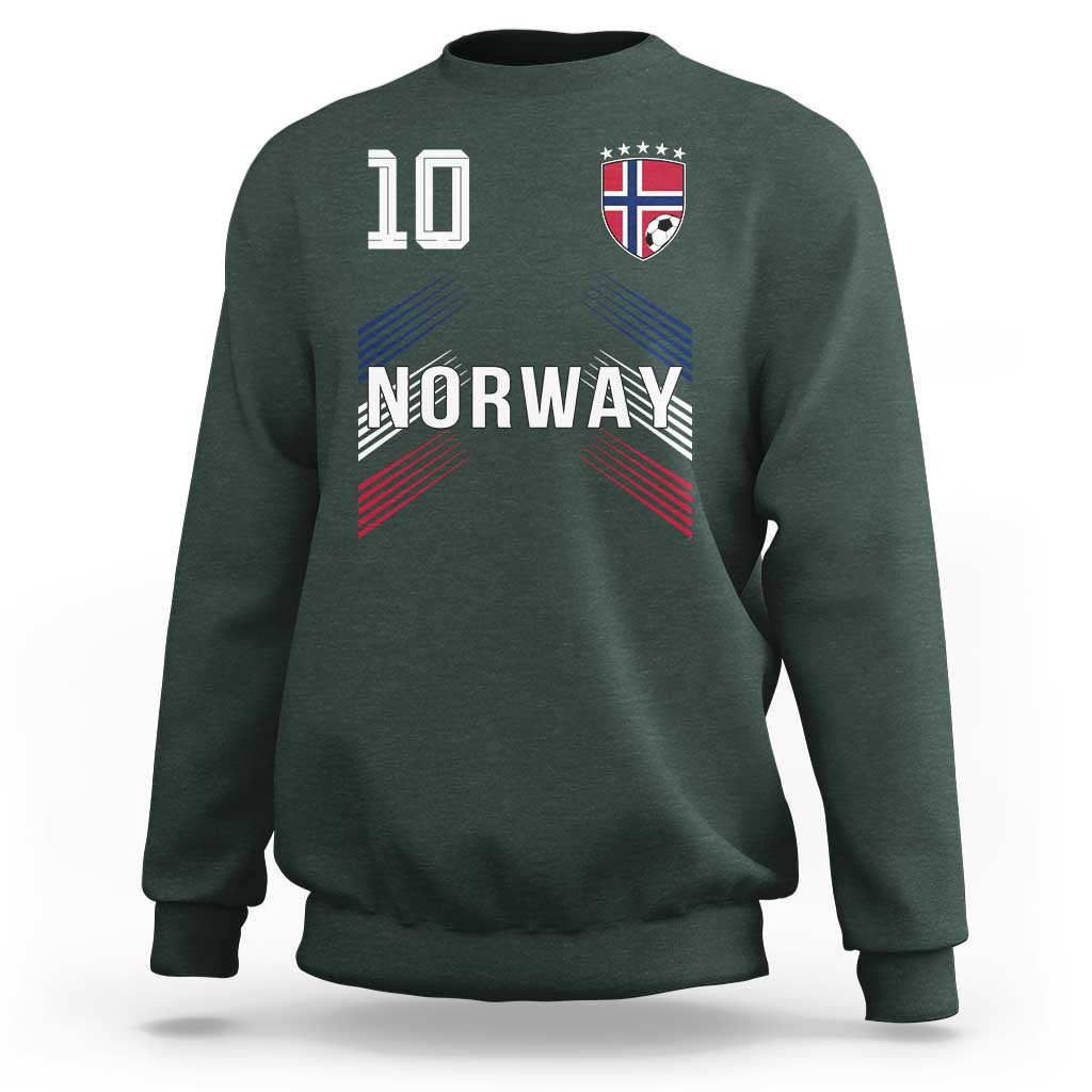 Norway Soccer Sports Graphic Number 10 Jersey Style Sweatshirt Proud Norwegian Football Fans Game Day Pride