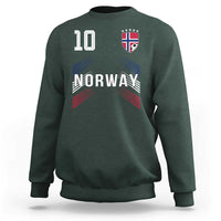 Norway Soccer Sports Graphic Number 10 Jersey Style Sweatshirt Proud Norwegian Football Fans Game Day Pride