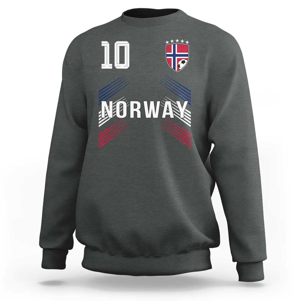 Norway Soccer Sports Graphic Number 10 Jersey Style Sweatshirt Proud Norwegian Football Fans Game Day Pride