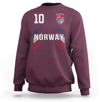 Norway Soccer Sports Graphic Number 10 Jersey Style Sweatshirt Proud Norwegian Football Fans Game Day Pride