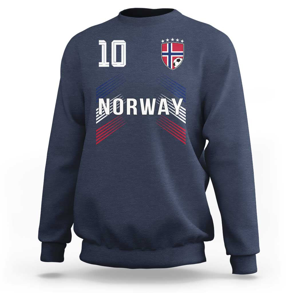 Norway Soccer Sports Graphic Number 10 Jersey Style Sweatshirt Proud Norwegian Football Fans Game Day Pride