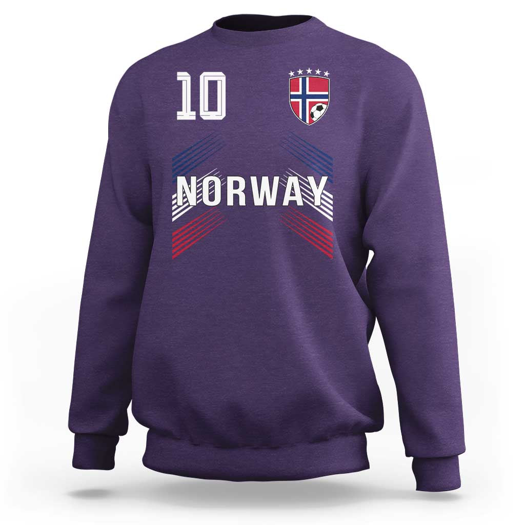 Norway Soccer Sports Graphic Number 10 Jersey Style Sweatshirt Proud Norwegian Football Fans Game Day Pride