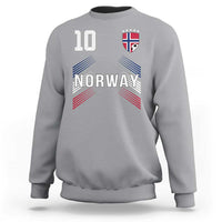 Norway Soccer Sports Graphic Number 10 Jersey Style Sweatshirt Proud Norwegian Football Fans Game Day Pride
