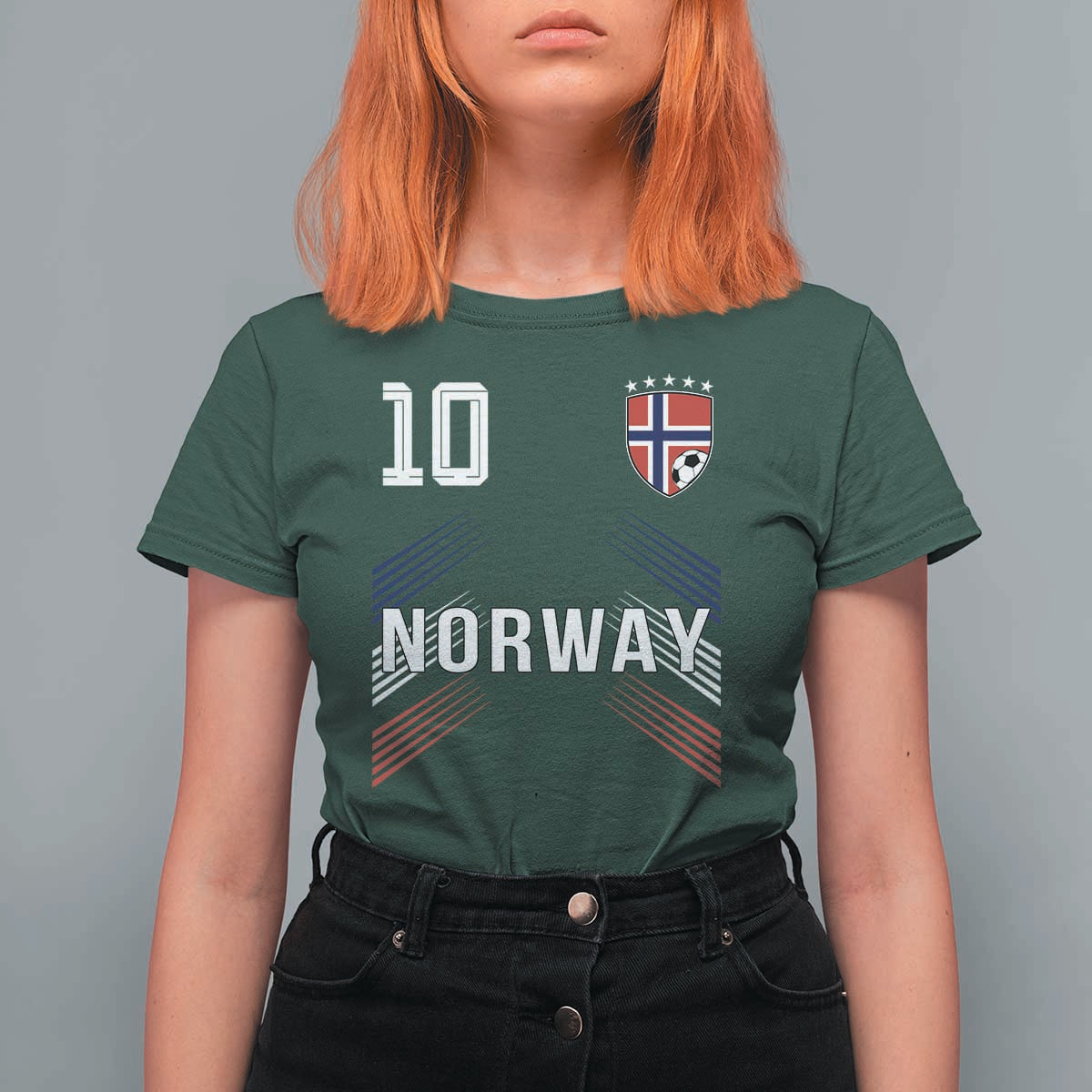 Norway Soccer Sports Graphic Number 10 Jersey Style T Shirt For Women Proud Norwegian Football Fans Game Day Pride