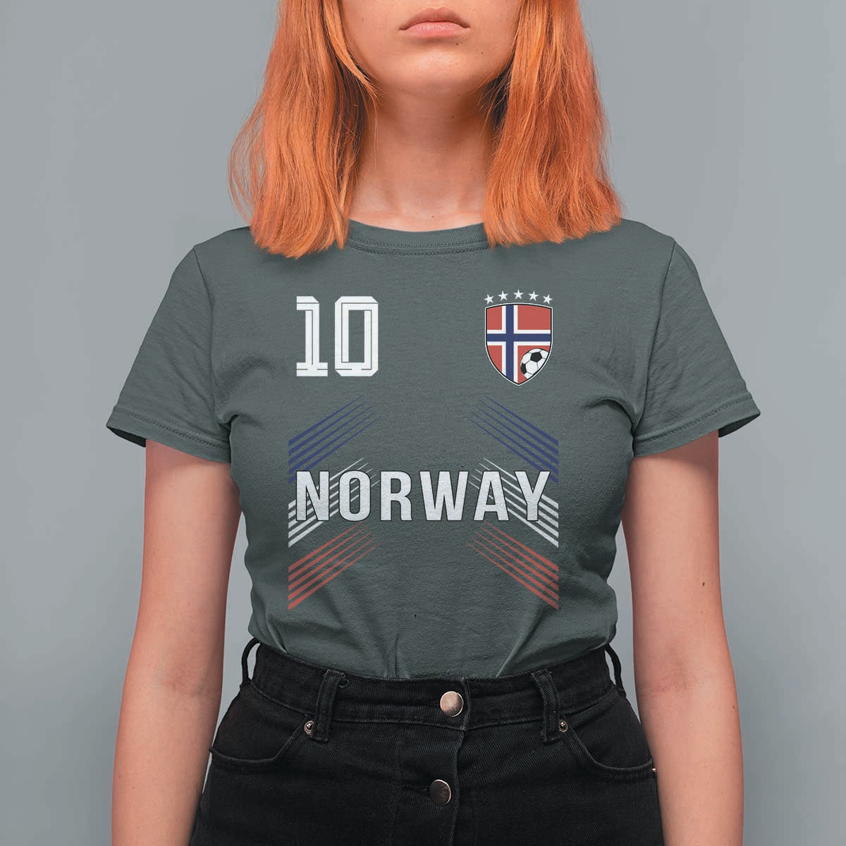Norway Soccer Sports Graphic Number 10 Jersey Style T Shirt For Women Proud Norwegian Football Fans Game Day Pride