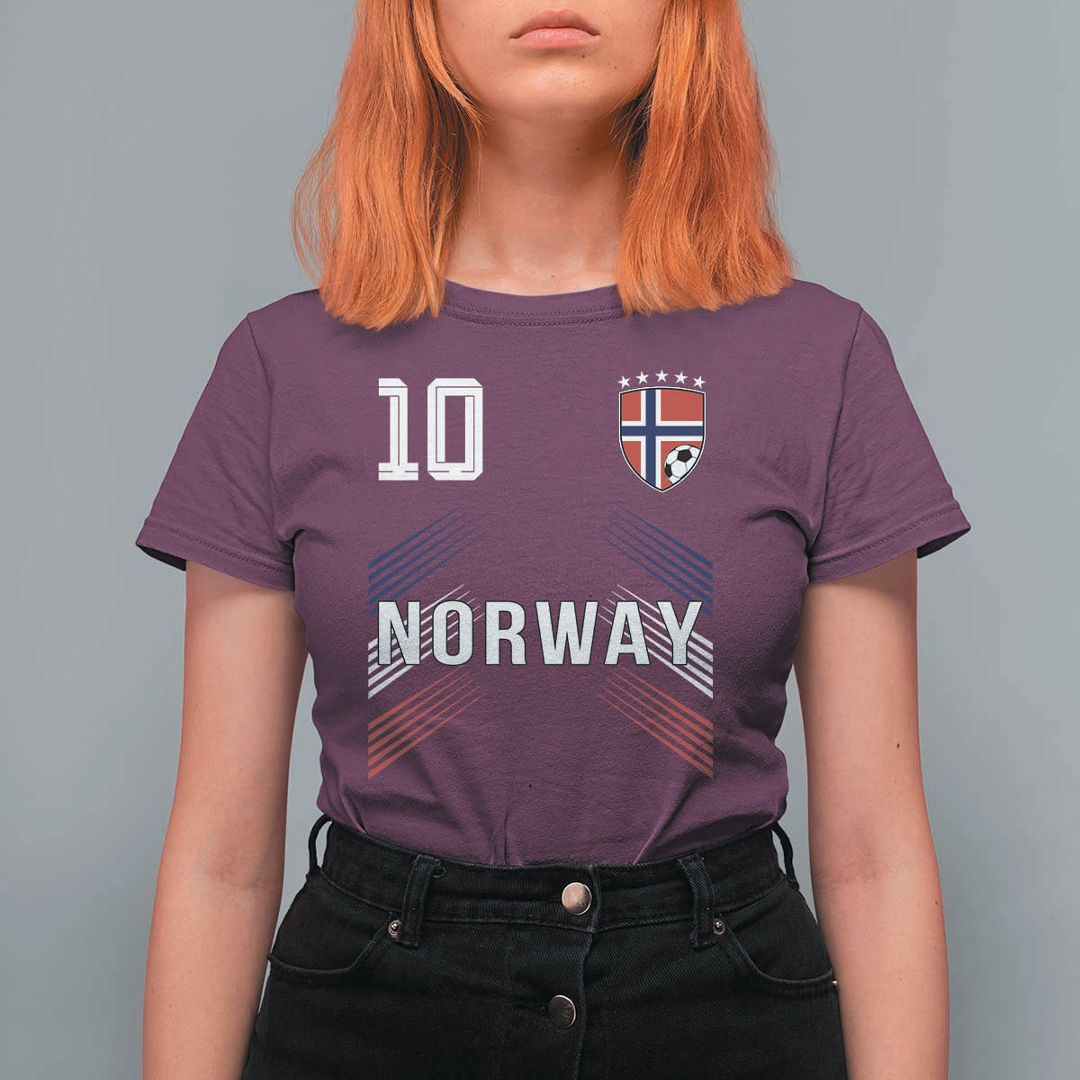 Norway Soccer Sports Graphic Number 10 Jersey Style T Shirt For Women Proud Norwegian Football Fans Game Day Pride