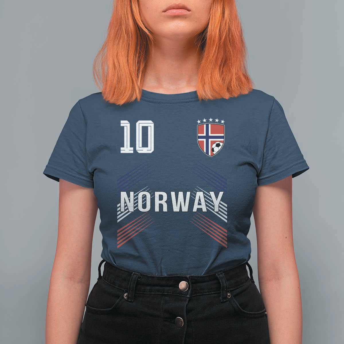Norway Soccer Sports Graphic Number 10 Jersey Style T Shirt For Women Proud Norwegian Football Fans Game Day Pride