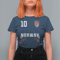 Norway Soccer Sports Graphic Number 10 Jersey Style T Shirt For Women Proud Norwegian Football Fans Game Day Pride