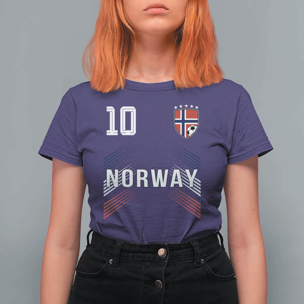 Norway Soccer Sports Graphic Number 10 Jersey Style T Shirt For Women Proud Norwegian Football Fans Game Day Pride