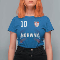 Norway Soccer Sports Graphic Number 10 Jersey Style T Shirt For Women Proud Norwegian Football Fans Game Day Pride
