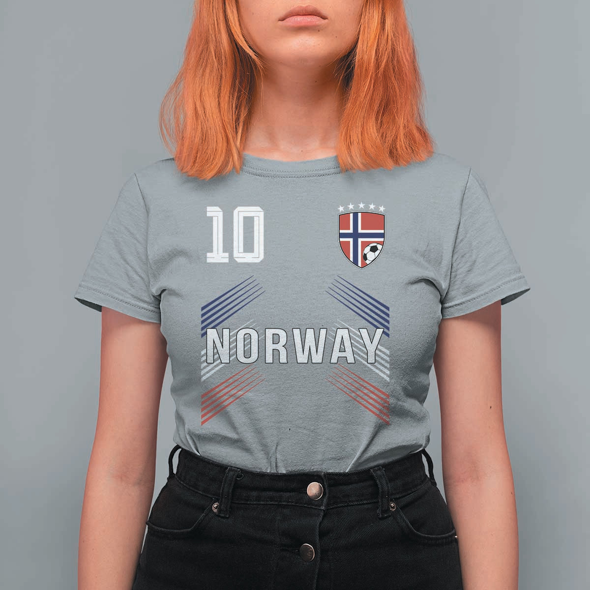 Norway Soccer Sports Graphic Number 10 Jersey Style T Shirt For Women Proud Norwegian Football Fans Game Day Pride